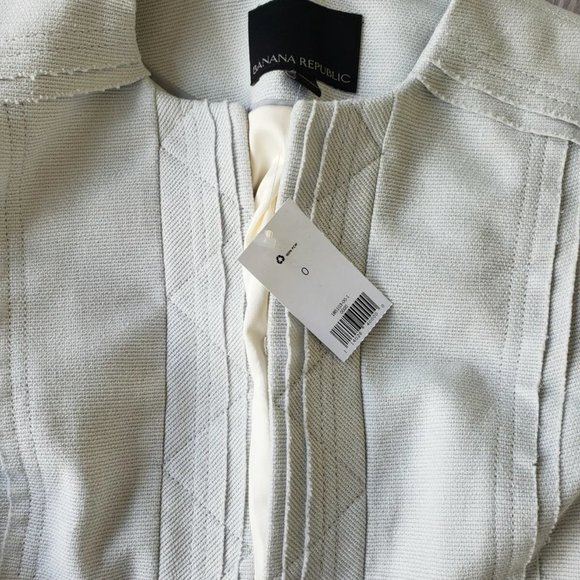 NWT Banana Republic Light Blue Gray Tweed Jacket 0 - Picture 2 of 3